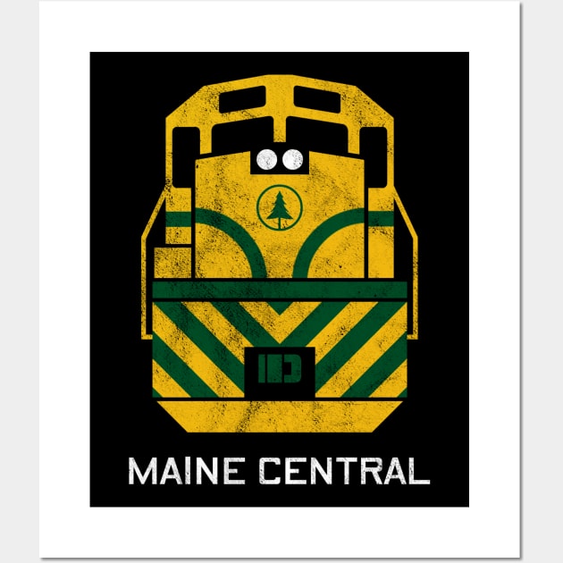 Vintage Maine Central MEC Railroad Train Engine T-Shirt Wall Art by Turboglyde